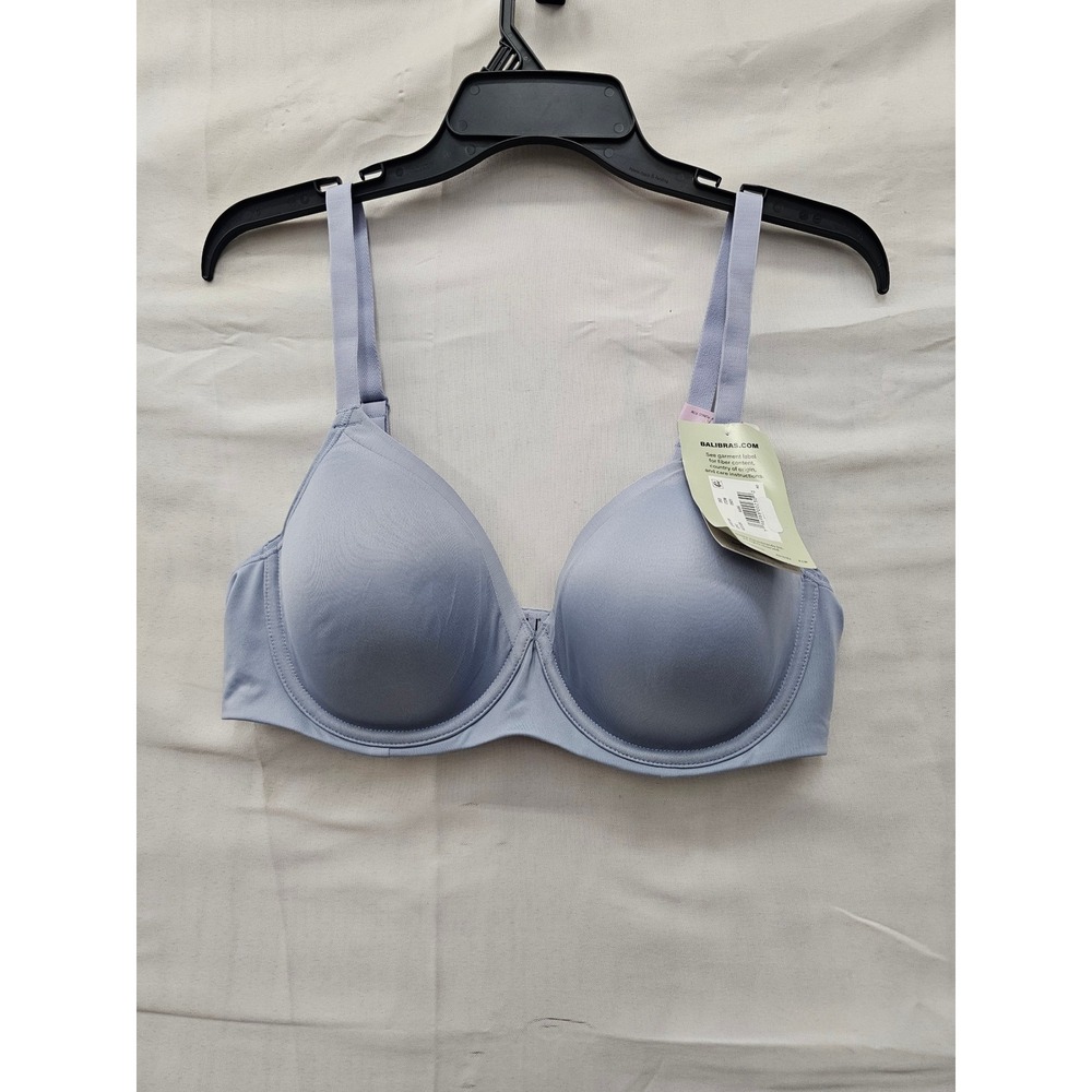 Beauty by Bali Womens Underwire T-Shirt Bra Blue Polyester Blend Casual Size 38D